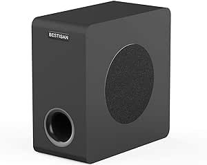 BESTISAN Powered 6.5’’ Home Audio Subwoofer, Deep Bass Response Subwoofers in Compact Design, Easy Setup with Home Theater Systems, TV, Speakers, RCA, Black