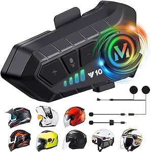ZOVTIX Motorcycle Helmet Speakers V5.3 High Battery Life Helmet Headphone IPX6 Automatic Answer/Call Music Control/Intelligent Noise/Wake up Siri, 2 Different Types of Mic?Compatible With All Helmets?