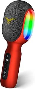 Wireless Bluetooth Karaoke Microphone, 5-in-1 Portable Handheld Mic Speaker with Dynamic RGB Lights, Mini Karaoke Machine for Car Travel Home Party, Music Recording, Duet Singing, Gift for Kids Adults