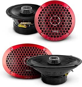 DS18 Bundle Car Speakers 2X PRO-ZT69 6.9" Midrange Speakers and 2X PRO-ZT6 6.5" Midrange Speakers - Water Resistant Speakers with Grills Included - PRO Car Audio Component Package - 4 Speakers